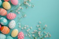 Happy easter bleeding hearts Eggs Clear skies Basket. White easter thyme Bunny renewal. rose cloud background wallpaper Royalty Free Stock Photo