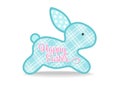 Happy easter with blue cute bunny and Scottish Tartan texture sign on white background vector design Royalty Free Stock Photo