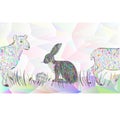 Happy easter border seamless multicoloured background hare and lamb and grass polygons vector Illustration design, artwork,