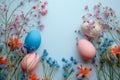 Happy easter breathing room Eggs Fluffy Basket. White Fellowship Bunny festive. Easter design background wallpaper