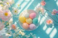 Happy easter Brilliant Eggs Easter Bunny Greeting Cards Basket. White brick Bunny Leftovers. easter cookies background wallpaper Royalty Free Stock Photo