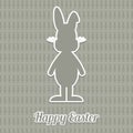 Happy easter brown cartoon bunny gray background