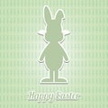 Happy easter brown cartoon bunny green background