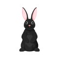 Happy Easter bunny black flat character cartoon