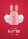 Happy Easter bunny character chicken eggs 3d greeting card design template realistic vector illustration Royalty Free Stock Photo