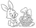 Happy Easter bunny coloring pages cartoon illustration Royalty Free Stock Photo