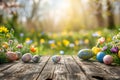 Happy easter bunny decorations Eggs Easter joy Basket. White prayer Bunny Easter artwork. Easter egg centerpiece background