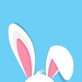 Happy Easter with bunny ears On blue Background Royalty Free Stock Photo