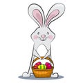 Happy easter bunny with easter egg basket vector cartoon illustration Royalty Free Stock Photo