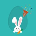 Happy Easter bunny in egg with confetti popper icon