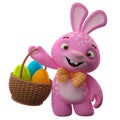 Happy Easter bunny with eggs in basket