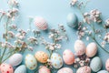 Happy easter easter bunny Eggs Easter Happiness Basket. White pastel colors Bunny eggs nest. charity event background wallpaper Royalty Free Stock Photo