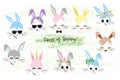 Happy Easter Bunny face Clipart Easter gift