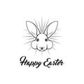 Happy Easter bunny. Greeting card. Easter holiday symbol. Rabbit face. Vector. Royalty Free Stock Photo