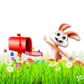 Happy Easter bunny & letter box Royalty Free Stock Photo