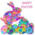 Happy Easter Bunny Rabbit with Colorful Eggs Royalty Free Stock Photo