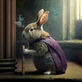 Happy easter bunny, rabbit smoking marijuana joint. Generative AI