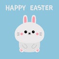Happy Easter. Bunny sitting. Rabbit hare face head silhouette icon. Funny kawaii doodle animal. Cute cartoon funny pet character. Royalty Free Stock Photo