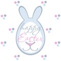 Happy Easter Bunny. Vector Greeting Card with rabbit cute nose and smile. Easter background