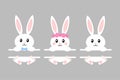 Happy easter bunny - vector illustration. Cute bunny split monogram. White rabbit isolated. Cartoon Royalty Free Stock Photo