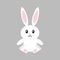Happy easter bunny - vector illustration. Cute bunny. White rabbit isolated. Cartoon Royalty Free Stock Photo