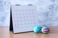 Happy Easter Calendar with an easter egg. Easter festive holidays concept