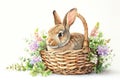 Happy easter camping Eggs Renewed Faith Basket. White render setting Bunny gratitude. Easter background wallpaper