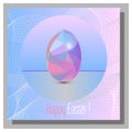 Happy Easter Card - 3d Easter egg with the abstract triangle pattern.