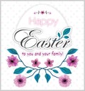 Happy Easter card, banner, flyer, invitation template. Cherries Blossom And Egg. Vector Illustration