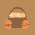 Happy easter card with basket and eggs