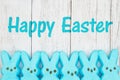 Happy Easter card with blue candy bunnies