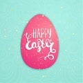 Happy Easter card in bright colors with Typographical Background and red egg Royalty Free Stock Photo