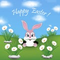 Happy Easter card with bunny hiding