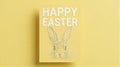 Happy easter card with bunny illustration on yellow background Royalty Free Stock Photo