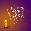 Happy Easter card with burning candle