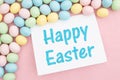 Happy Easter card with candy eggs Royalty Free Stock Photo