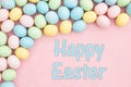 Happy Easter card with candy eggs Royalty Free Stock Photo