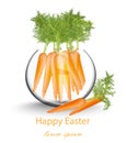 Happy Easter card with carrots in a glass pot Vector