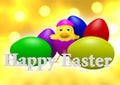 Happy Easter Card - chicken and eggs Royalty Free Stock Photo