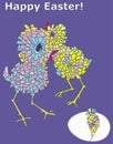 Happy Easter card with chickens Royalty Free Stock Photo