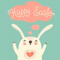 Happy Easter card with cute bunny.
