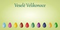 Happy Easter card in Czech language with painted Easter eggs. Royalty Free Stock Photo