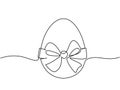Happy Easter card. Egg doodle with bow. Cute hand drawn invitation, Royalty Free Stock Photo