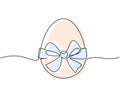 Happy Easter card. Egg doodle with bow. Cute hand drawn invitation, Royalty Free Stock Photo