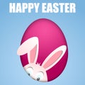 Happy Easter card with egg and hiding rabbit Royalty Free Stock Photo
