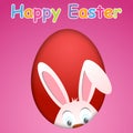 Happy Easter card with egg and hiding rabbit Royalty Free Stock Photo