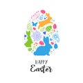 Happy Easter card of egg shape decoration icons Royalty Free Stock Photo