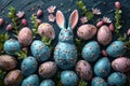 Happy easter card Eggs Easterly Basket. White jesus christ Bunny eggshell cracking. Bar Mitzvah Card background wallpaper