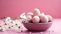 Happy Easter card and eggs. Selective focus. Generative AI, Royalty Free Stock Photo