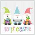 Happy easter card design with cute gnomes Royalty Free Stock Photo